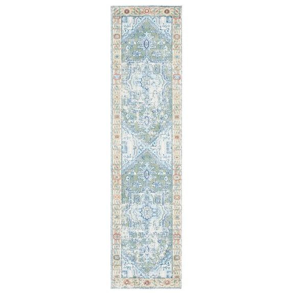 SAFAVIEH Aria Gligor Oriental Runner Rug, Green/Blue, 2' x 8'
