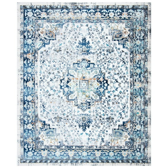 SAFAVIEH Aria Hartley Floral Bordered Area Rug, Ivory/Navy, 4' x 6'