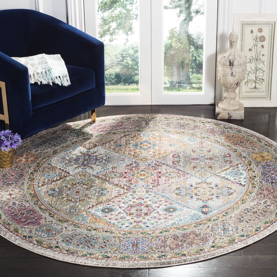 SAFAVIEH Aria Jarvis Traditional Area Rug, Cream/Multi, 6'5" x 6'5" Round