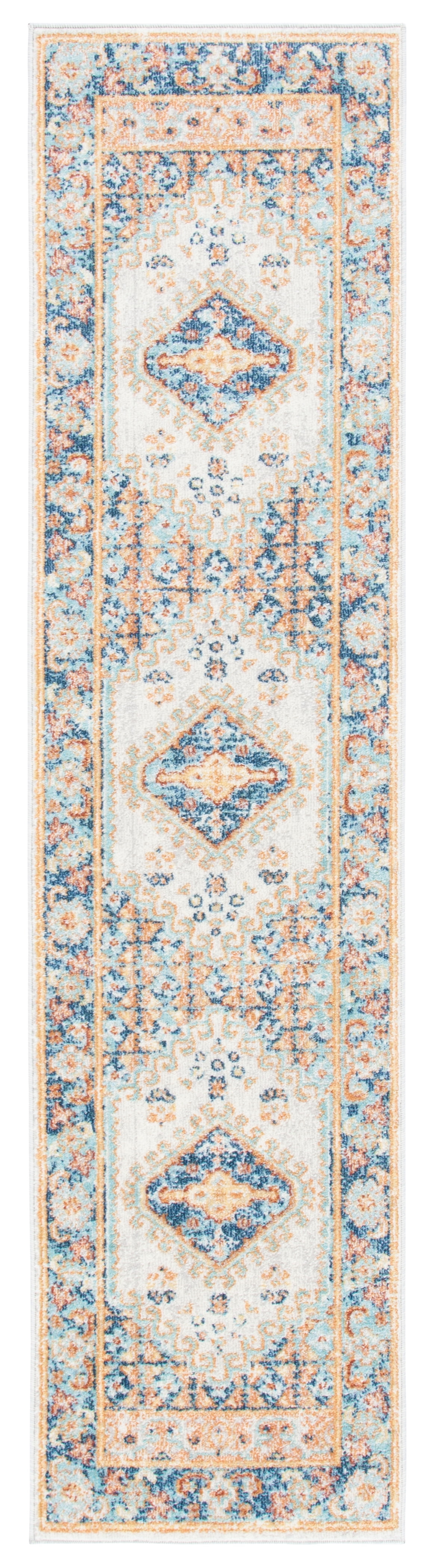 SAFAVIEH Aria Jina Oriental Runner Rug, Ivory/Navy, 2' x 8'