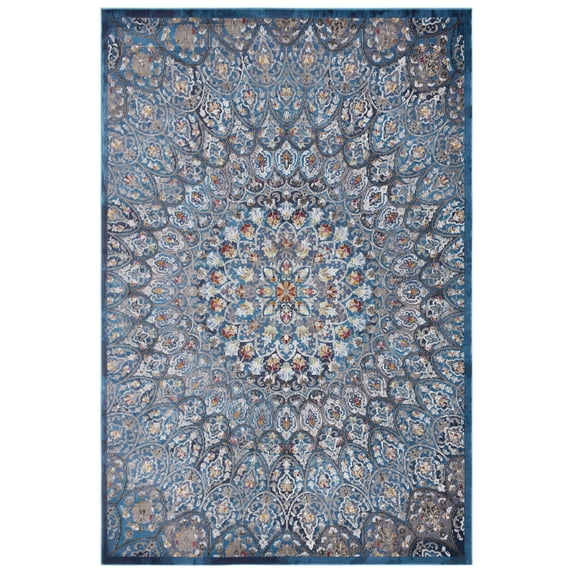 SAFAVIEH Aria Layne Oriental Area Rug, Navy/Gold, 5'1" x 7'6"