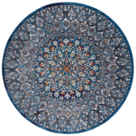 SAFAVIEH Aria Layne Oriental Area Rug, Navy/Gold, 6'5" x 6'5" Round