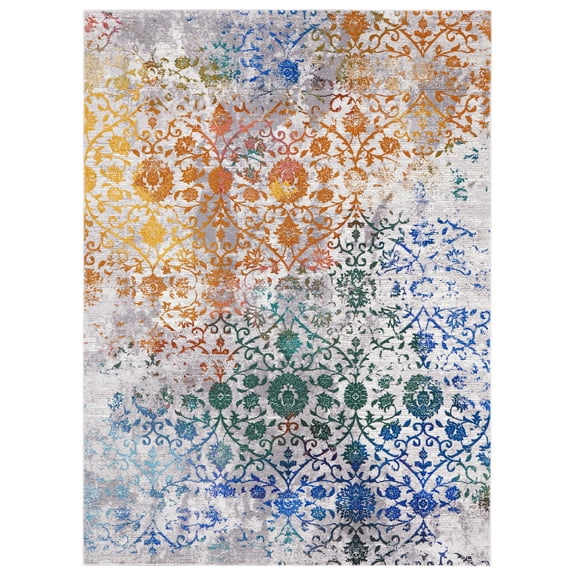 SAFAVIEH Aria Leonard Floral Area Rug, Grey/Green, 5'5" x 7'7"