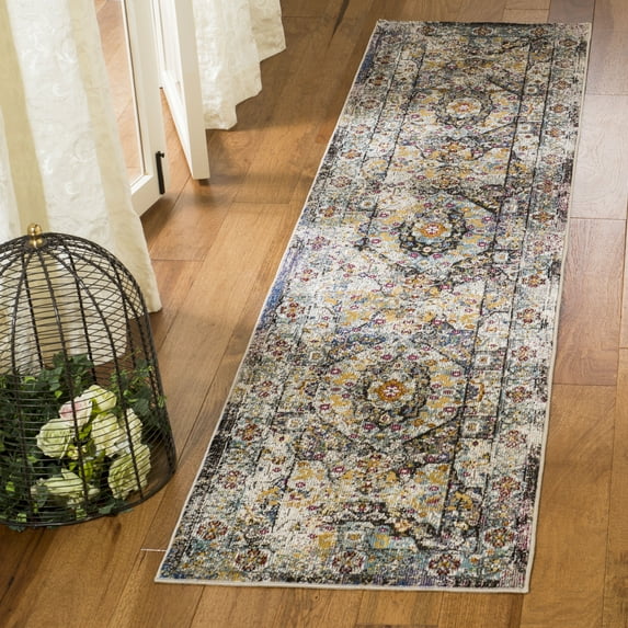 SAFAVIEH Aria Lucy Traditional Runner Rug, Blue/Multi, 2' x 8'
