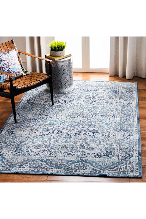 Aria Mabel Oriental Area Rug, Ivory/Navy, 5'1" x 7'6"