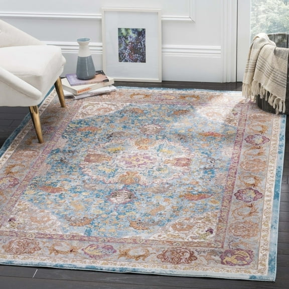 SAFAVIEH Aria Maris Traditional Area Rug, Blue/Orange, 8' x 10'