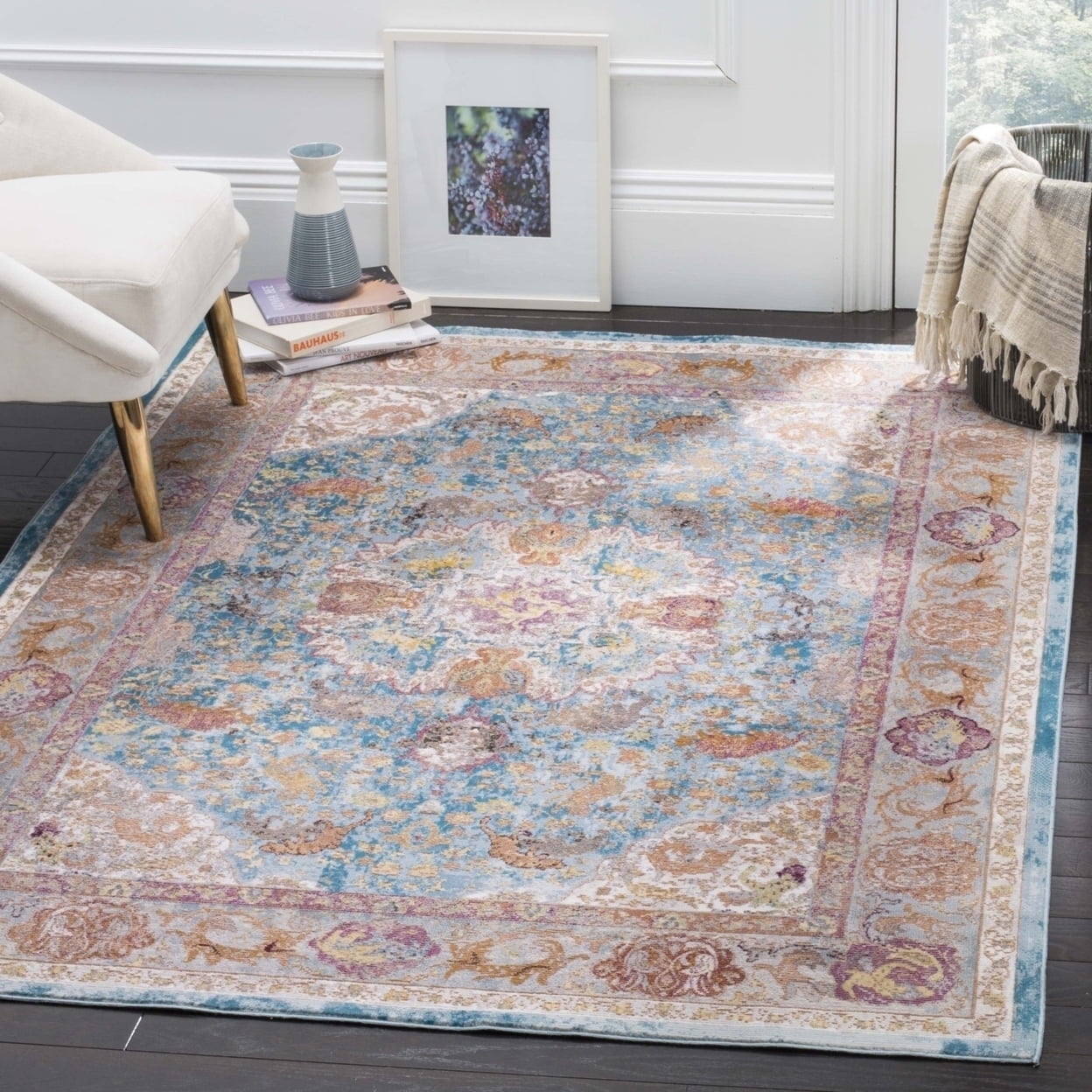 Safavieh Aria 9' x 12' Blue and Orange Synthetic Area Rug