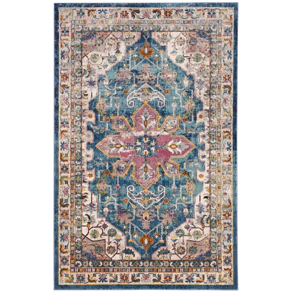SAFAVIEH Aria Natasa Traditional Area Rug, Blue/Cream, 3' x 5'