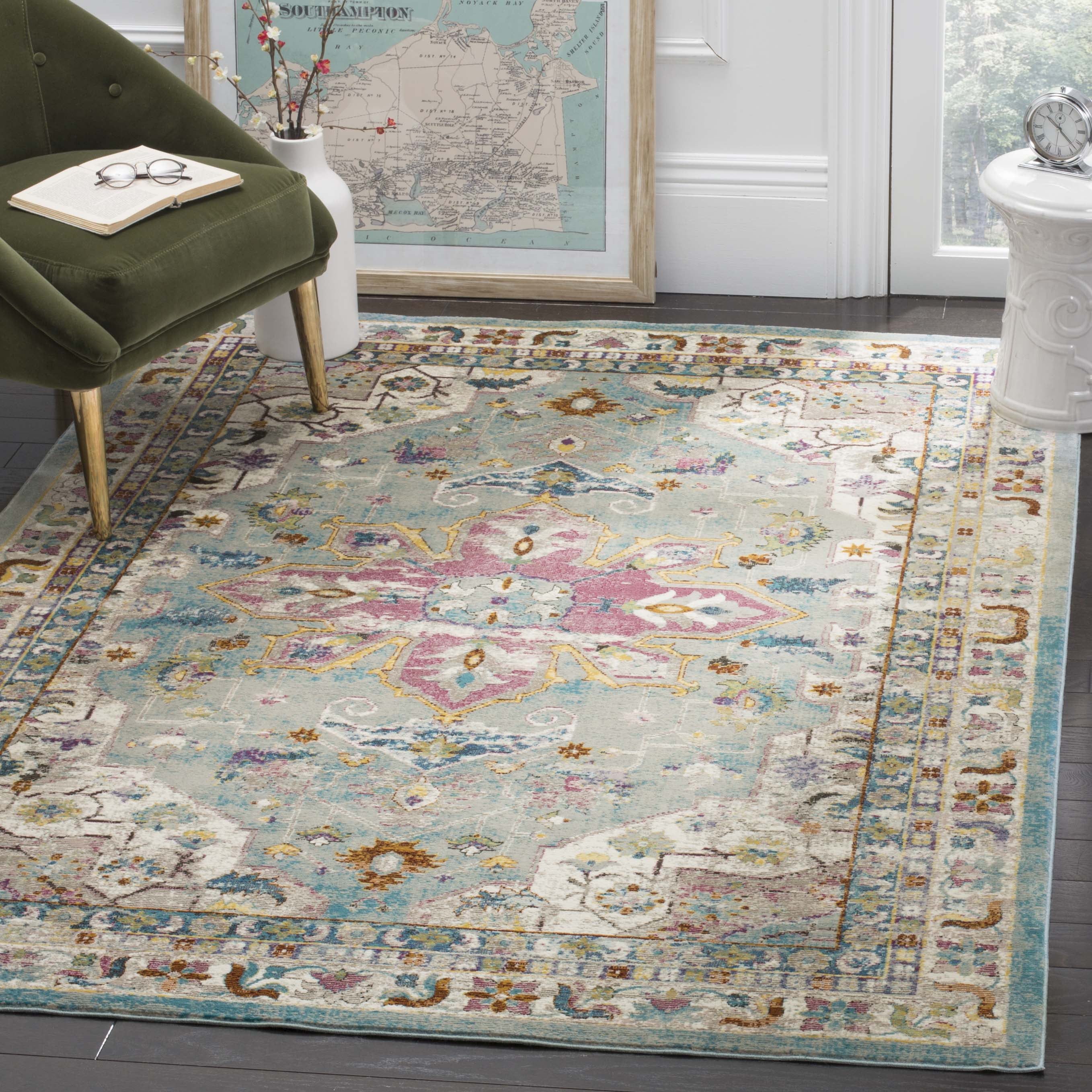 Blue Medallion Synthetic 8' x 10' Area Rug