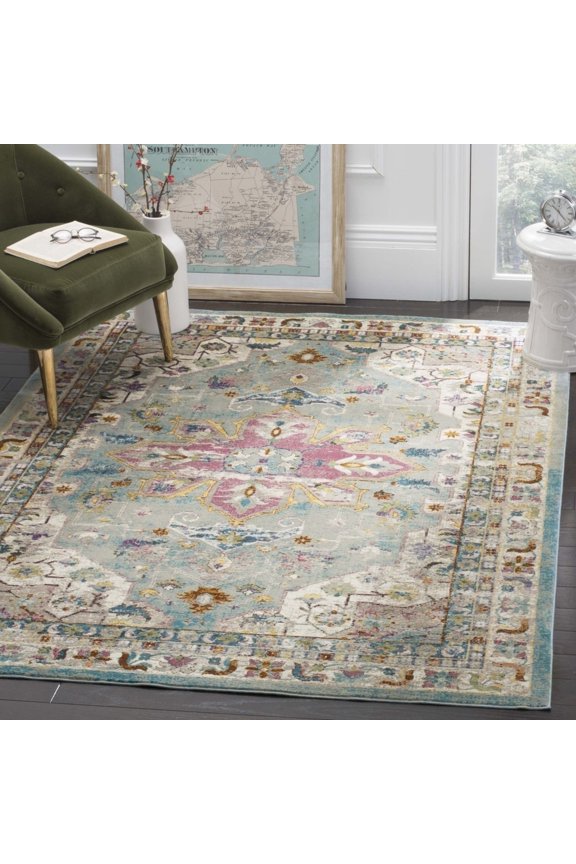 Aria Natasa Traditional Area Rug, Green/Cream, 9' x 12'