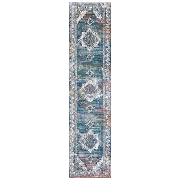 SAFAVIEH Aria Quinton Oriental Runner Rug, Ivory/Blue, 2' x 8'