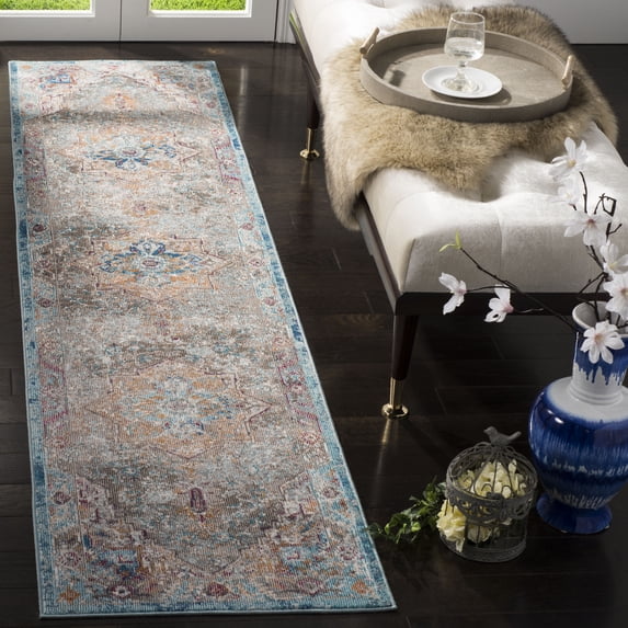SAFAVIEH Aria Rionach Oriental Runner Rug, Beige/Blue, 2' x 12'