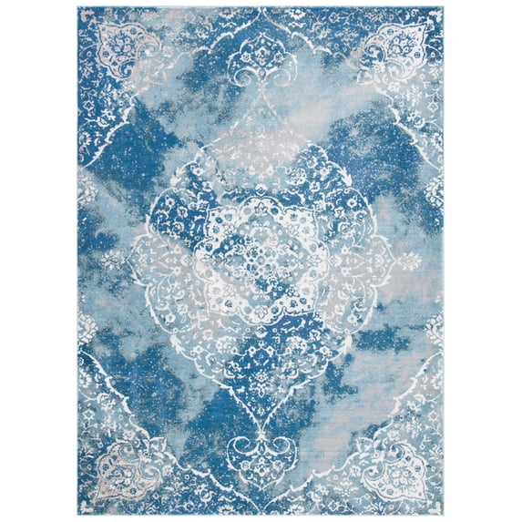 SAFAVIEH Aria Rosaline Oriental Area Rug, Light Blue/Ivory, 4' x 6'