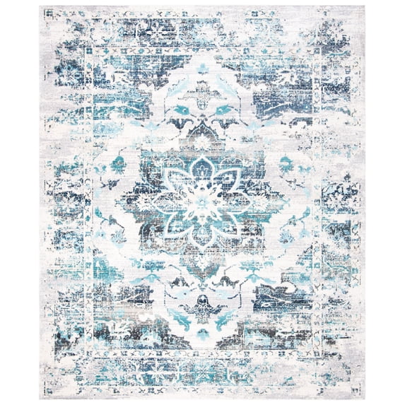 SAFAVIEH Aria Ruadhan Distressed Area Rug, Cream/Grey, 6'7" x 6'7" Round