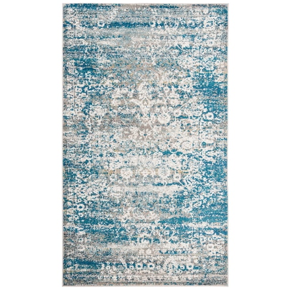 SAFAVIEH Aria Rubye Geometric Area Rug, Blue/Cream, 2'3" x 3'9"