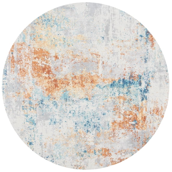 SAFAVIEH Aria Ulric Abstract Area Rug, Ivory/Rust, 6'7" x 6'7" Round