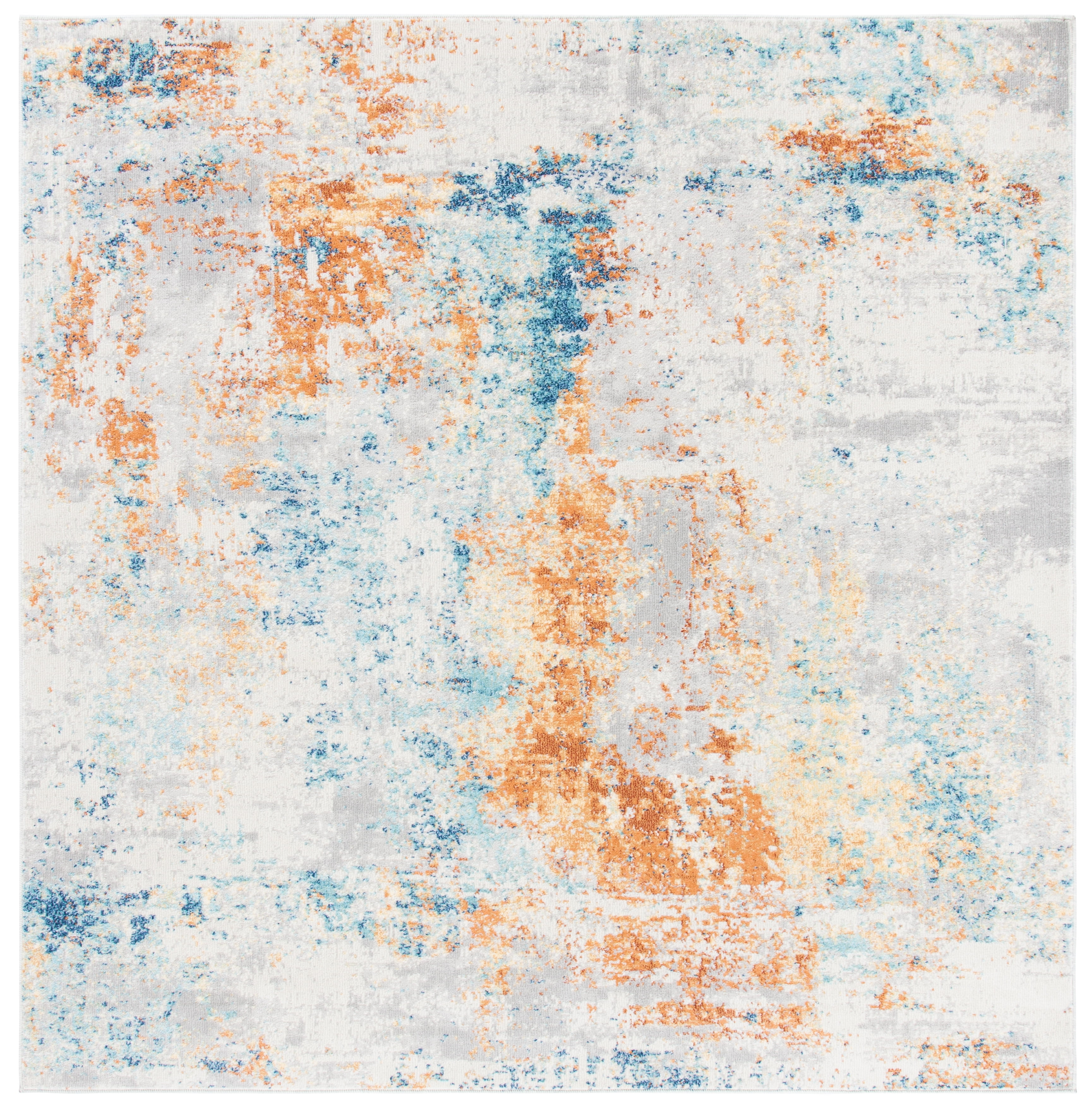 Ivory Square Synthetic Easy-Care Hand-Knotted Area Rug