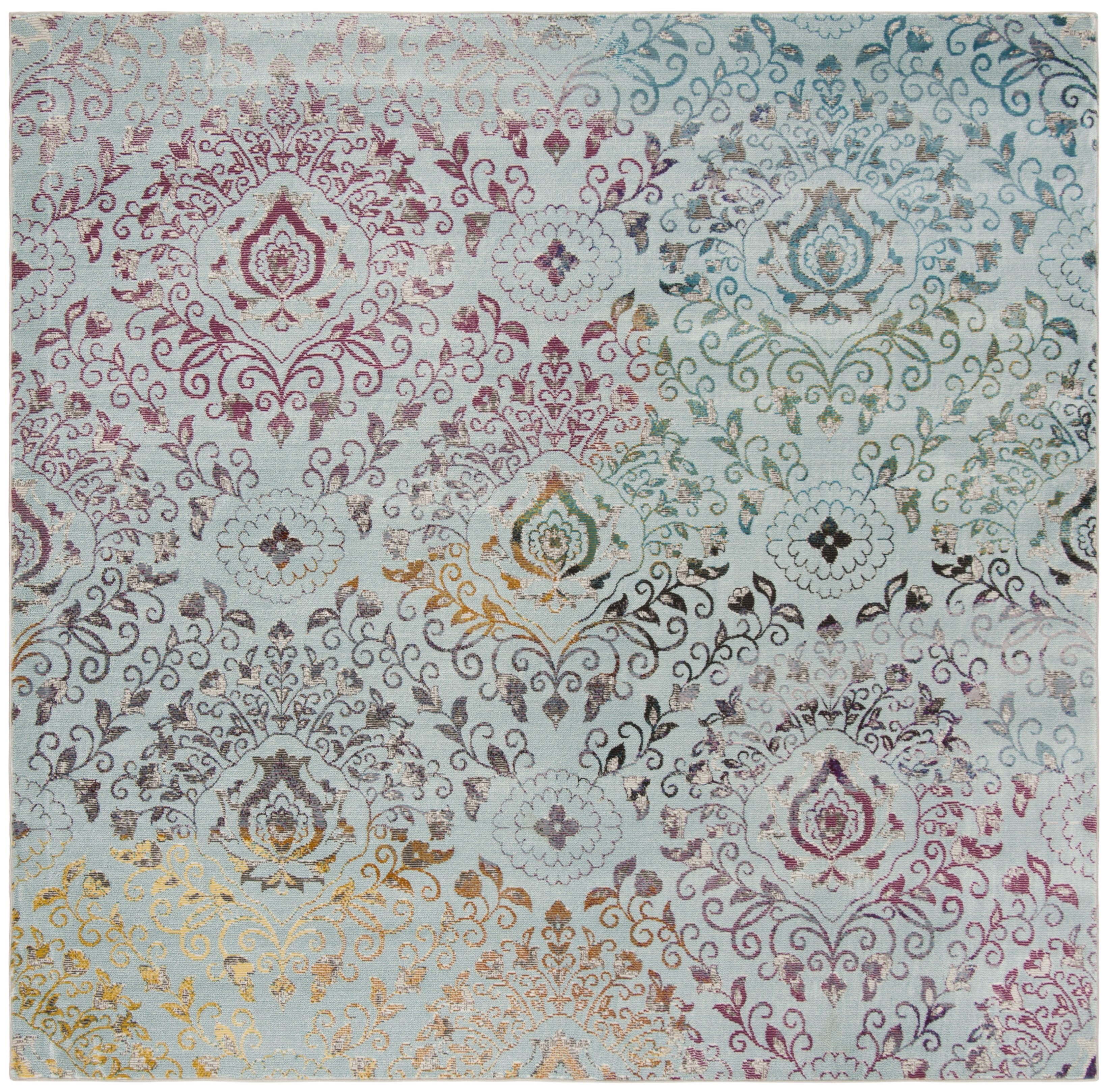 SAFAVIEH Aria Vasil Damask Area Rug, Blue/Multi, 6'5