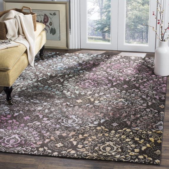 SAFAVIEH Aria Vasil Damask Area Rug, Brown/Multi, 9' x 12'