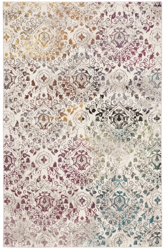Aria Vasil Damask Area Rug, Cream/Multi, 3' x 5'