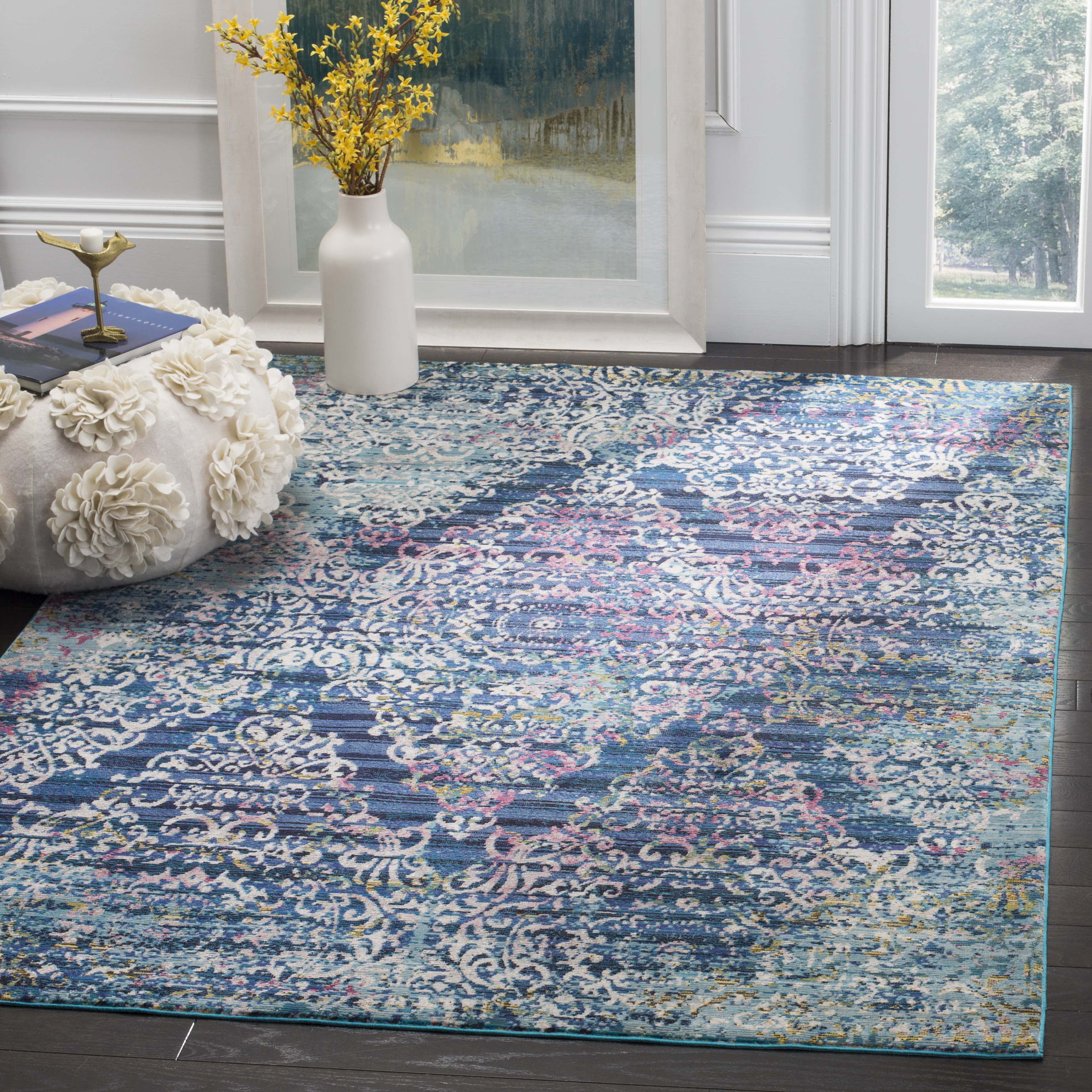 Aria Contemporary Blue Rectangular Easy-Care Area Rug