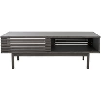 SAFAVIEH Aricia Modern 2 Door Wood Coffee Table, Distressed Black
