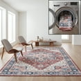 thumbnail image 1 of SAFAVIEH Arizona Alaia Medallion Polyester Machine Washable Area Rug, Brown/Blue, 5' x 8', 1 of 13