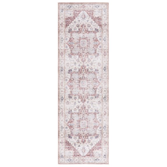 SAFAVIEH Arizona Alaia Medallion Polyester Runner Rug, Beige/Rust, 2'6" x 8'