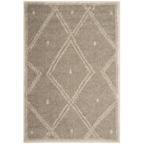 SAFAVIEH Arizona Aliah Geometric Shag Area Rug, Grey/Ivory, 5'1" x 7'6"
