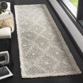 thumbnail image 1 of SAFAVIEH Arizona Aliah Geometric Shag Runner Rug, Grey/Ivory, 2'3" x 8', 1 of 4