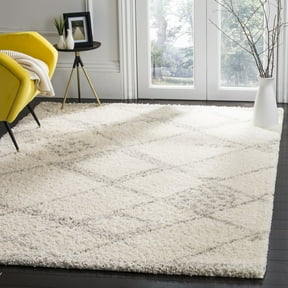 SAFAVIEH Arizona Almira Geometric Shag Area Rug, Ivory/Grey, 8' x 10'