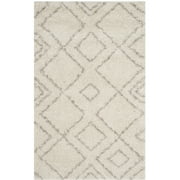 SAFAVIEH Arizona Basil Geometric Shag Area Rug, Ivory/Beige, 3'2" x 5'