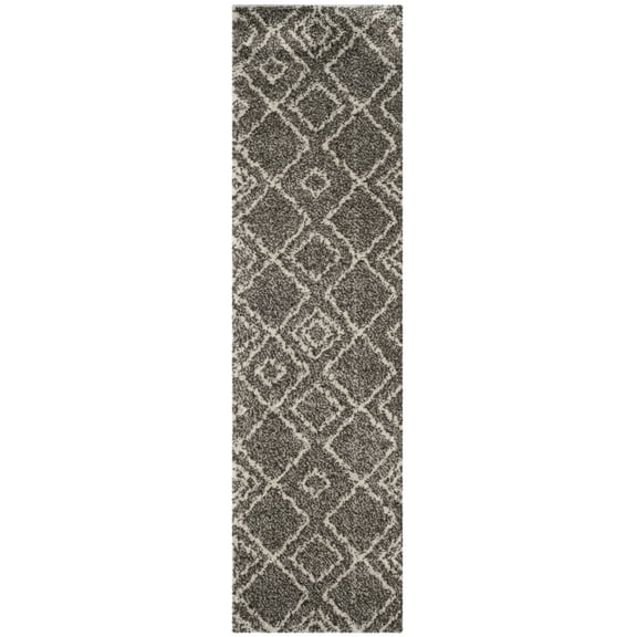 SAFAVIEH Arizona Basil Geometric Shag Runner Rug, Brown/Ivory, 2'3" x 10'