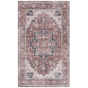SAFAVIEH Arizona Beckah Medallion Machine Washable Area Rug, Dark Red/Beige, 8' x 10'