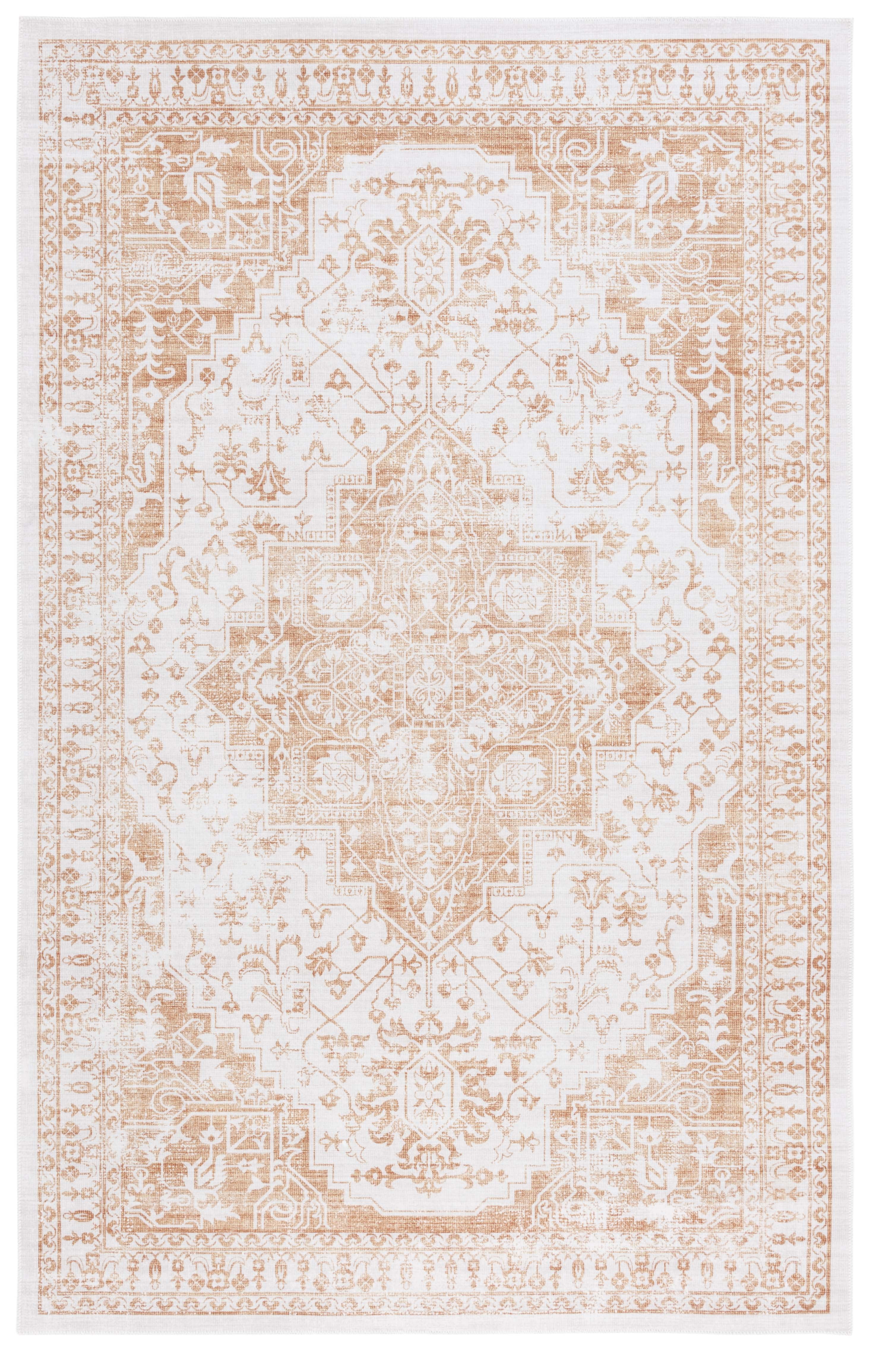 Arizona Beige and Gold 4' x 6' Machine Washable Area Rug