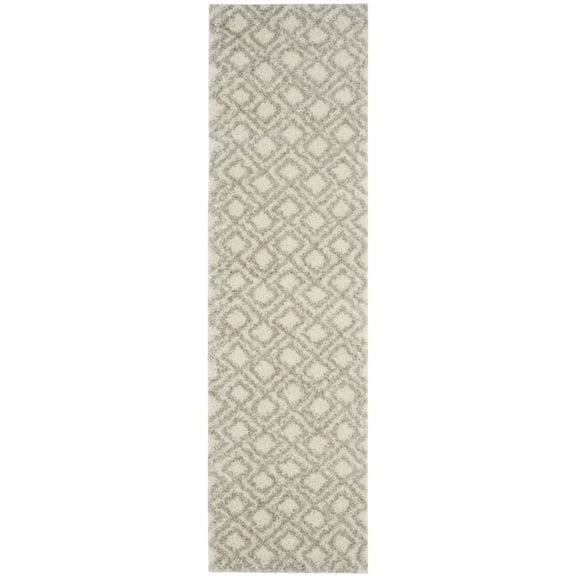 SAFAVIEH Arizona Briella Geometric Shag Runner Rug, Ivory/Beige, 2'3" x 12'