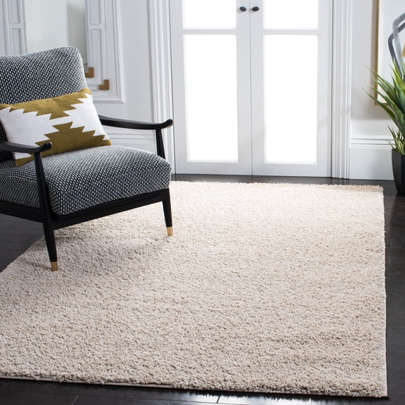 SAFAVIEH Arizona Cady Solid Shag Area Rug, Light Beige, 8' x 10'