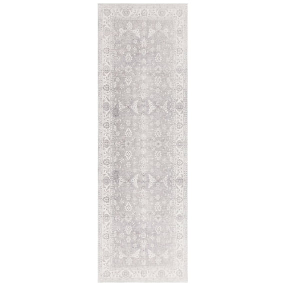 SAFAVIEH Arizona Chadwick Floral Machine Washable Runner Rug, Gray/Ivory, 2'6" x 8'