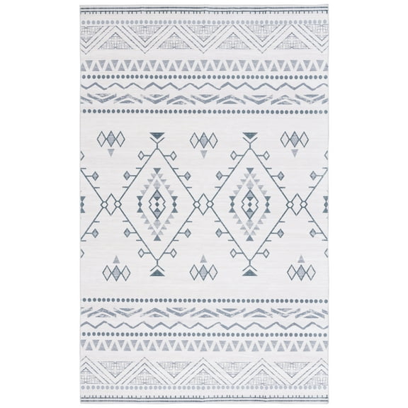 SAFAVIEH Arizona Dervla Geometric Machine Washable Area Rug, Beige/Charcoal, 5' x 8'