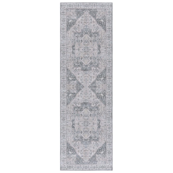SAFAVIEH Arizona Emelly Medallion Machine Washable Runner Rug, Beige/Grey, 2'6" x 8'