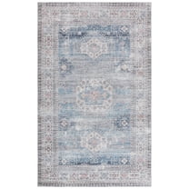 SAFAVIEH Arizona Fowler Abstract Machine Washable Area Rug, Blue/Grey, 8' x 10'