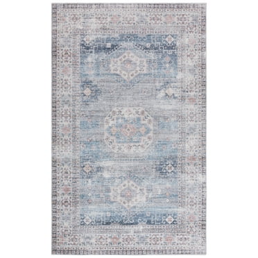 SAFAVIEH Arizona Fowler Abstract Machine Washable Area Rug, Blue/Grey, 8' x 10'