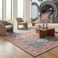 thumbnail image 1 of SAFAVIEH Arizona Fredrick Distressed Machine Washable Area Rug, Blue Green/Rust, 5' x 8', 1 of 14