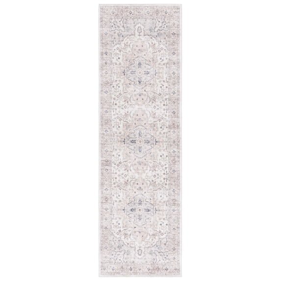 SAFAVIEH Arizona Gorica Distressed Polyester Machine Washable Runner Rug, Peach/Beige, 2'6" x 8'