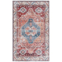 SAFAVIEH Arizona Liam Medallion Machine Washable Area Rug, Red/Blue, 8' x 10'