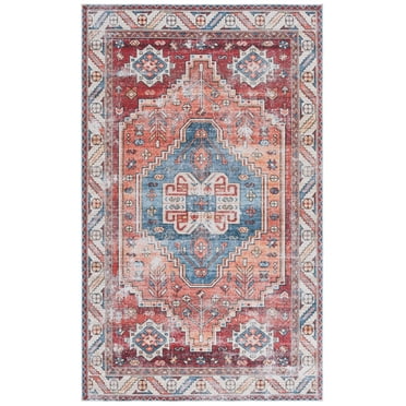 SAFAVIEH Arizona Liam Medallion Machine Washable Area Rug, Red/Blue, 8' x 10'
