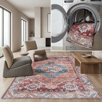SAFAVIEH Arizona Liam Medallion Machine Washable Area Rug, Red/Blue, 8' x 10'