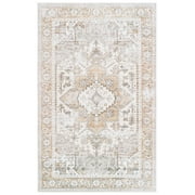 SAFAVIEH Arizona Lucius Oriental Machine Washable Area Rug, Beige/Gold, 8' x 10'