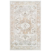 SAFAVIEH Arizona Lucius Oriental Machine Washable Area Rug, Beige/Gold, 8' x 10'