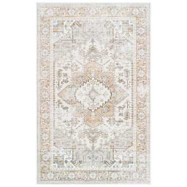 SAFAVIEH Arizona Lucius Oriental Machine Washable Area Rug, Beige/Gold, 8' x 10'